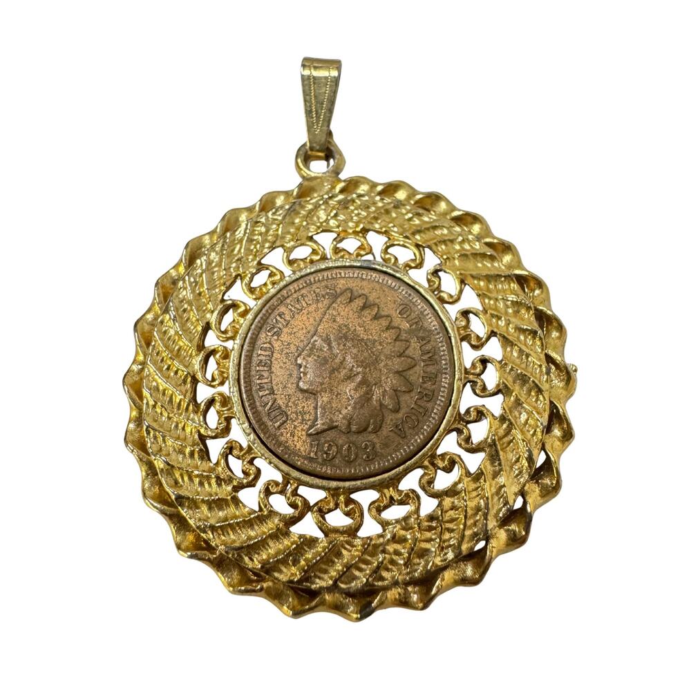1903 indian head cent penny pendant vintage